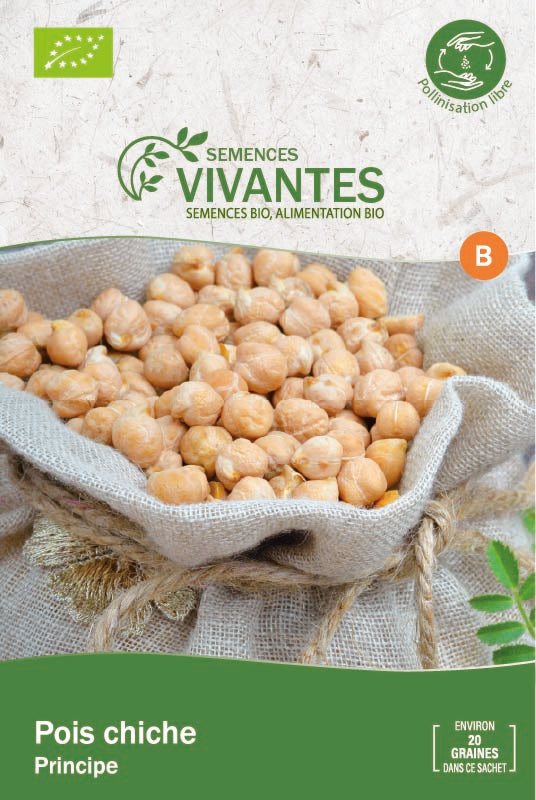 Semences Vivantes -- Pois chiche principe bio - Sachet de 20 graines