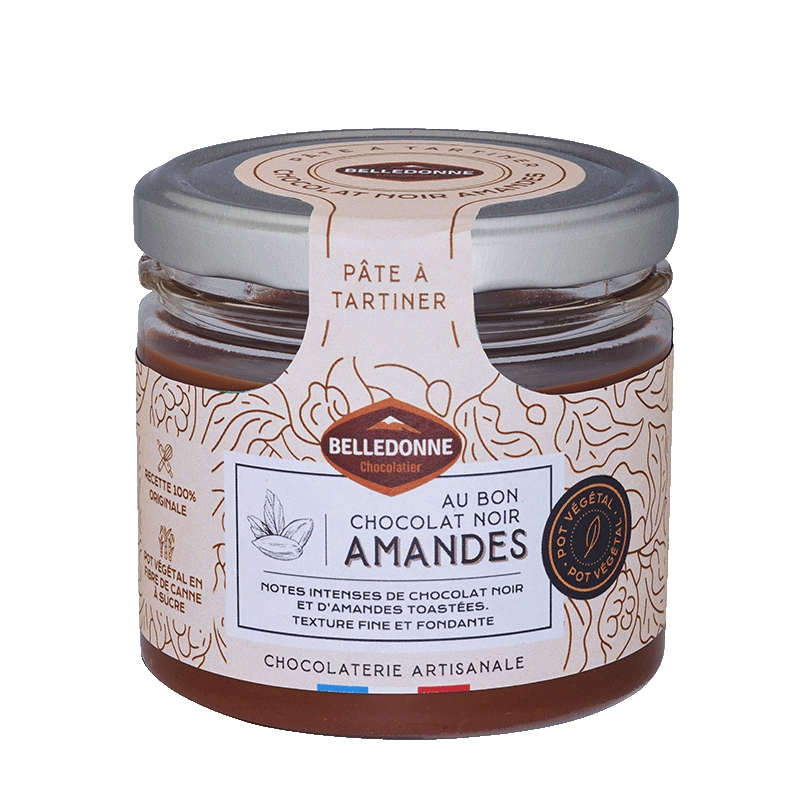 Belledonne -- Pâte à tartiner chocolat noir et 29% amandes - 300 g