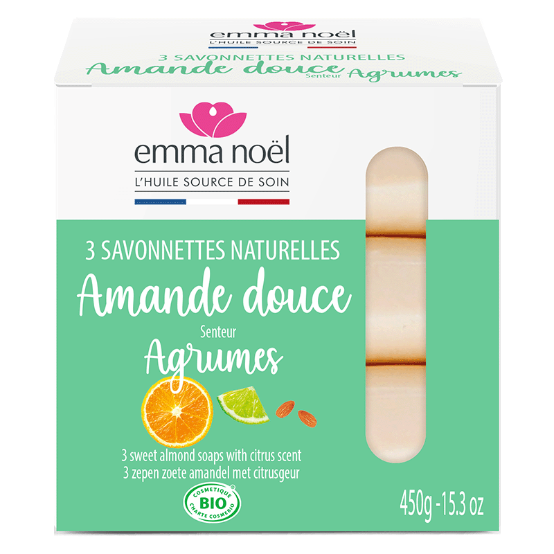 Emma Noël -- Savonnettes amande douce bio - 3 x 150 g