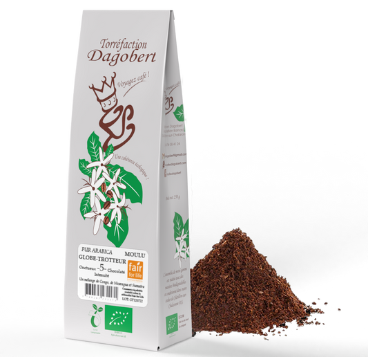 Les Cafés Dagobert -- Mélange globe-trotteur 100% arabica, bio et équitable - moulu/filtre - 250 g