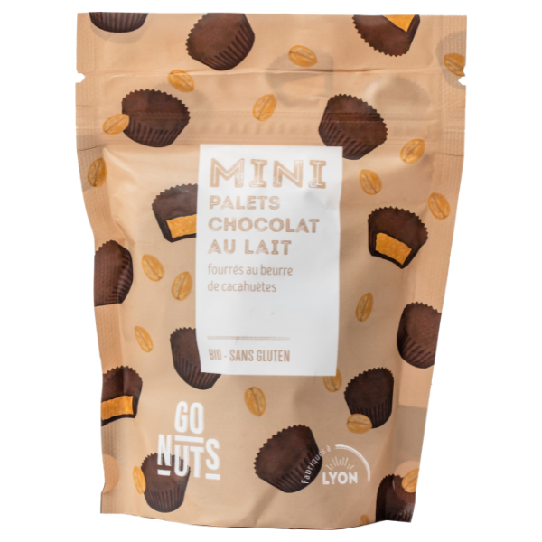 Go Nuts -- Mini palets chocolat lait fourrage beurre de cacahuètes bio - 120 g