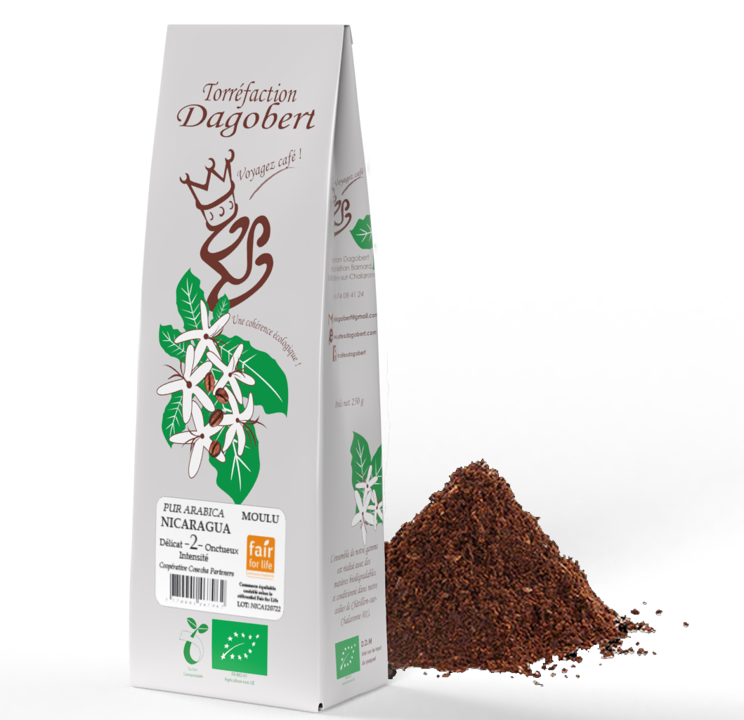 Les Cafés Dagobert -- Nicaragua 100% arabica, bio et équitable - moulu/filtre (origine Nicaragua) - 250 g