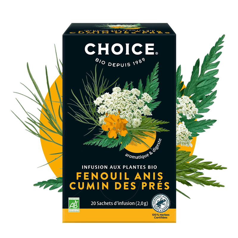 Choice -- Infusion bio fenouil anis cumin des prés - 20 sachets