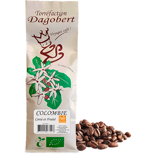 Les Cafés Dagobert -- Colombie 100% arabica, bio et équitable - grains (origine Colombie) - 1 kg