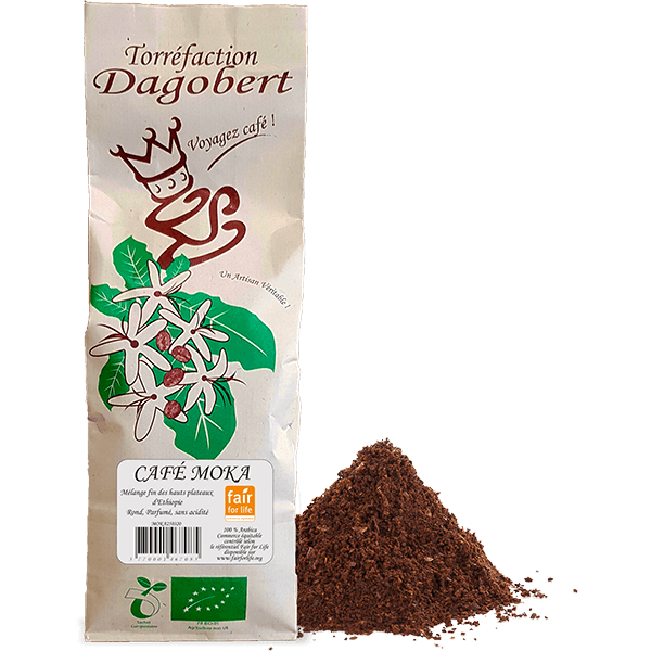 Les Cafés Dagobert -- Mélange café moka 100% arabica, bio et équitable - moulu/filtre (origine Ethiopie) - 500 g