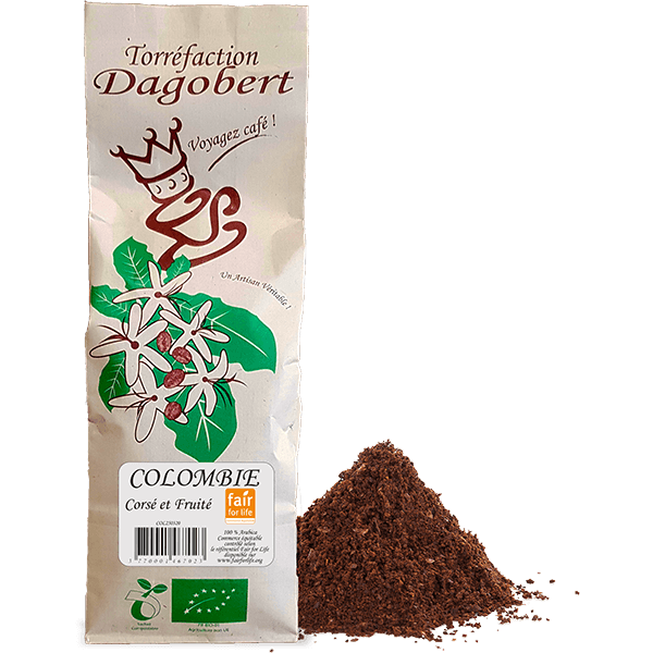 Les Cafés Dagobert -- Colombie 100% arabica, bio et équitable - moulu/filtre (origine Colombie) - 500 g