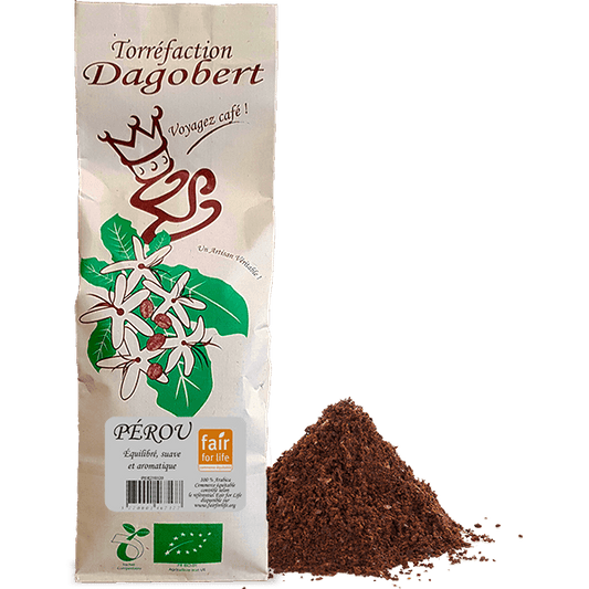 Les Cafés Dagobert -- Pérou 100% arabica, bio et équitable - moulu/filtre (origine Pérou) - 250 g