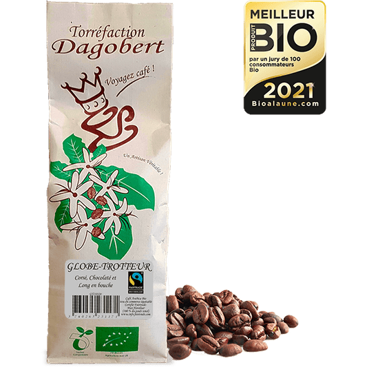 Les Cafés Dagobert -- Mélange globe-trotteur 100% arabica, bio et équitable - grains - 1 kg