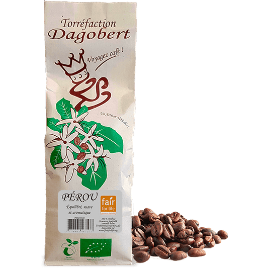 Les Cafés Dagobert -- Pérou 100% arabica, bio et équitable - grains (origine Pérou) - 1 kg